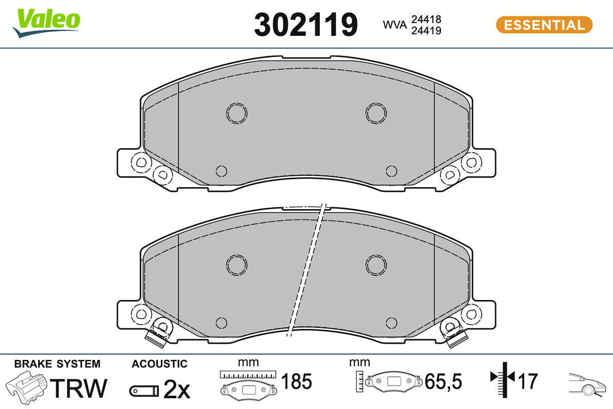 Jogo de 4 pastilhas de travão VALEO ref. 302119